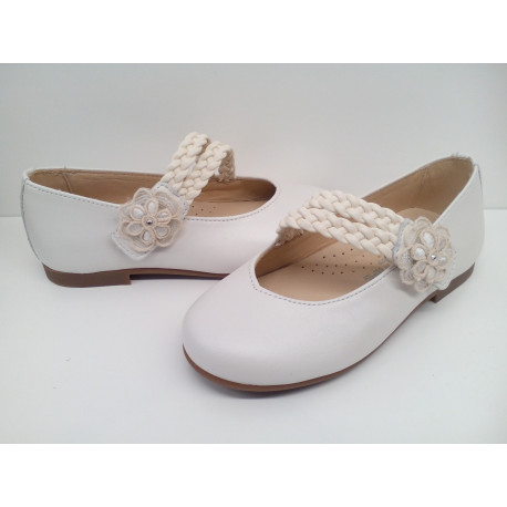 Zapato ceremonia nacarado flor