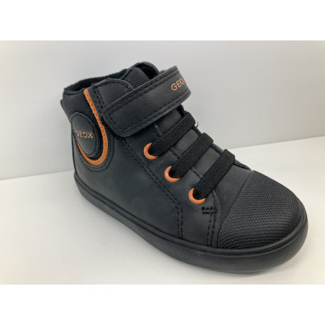 Basket Geox negro/naranja baby